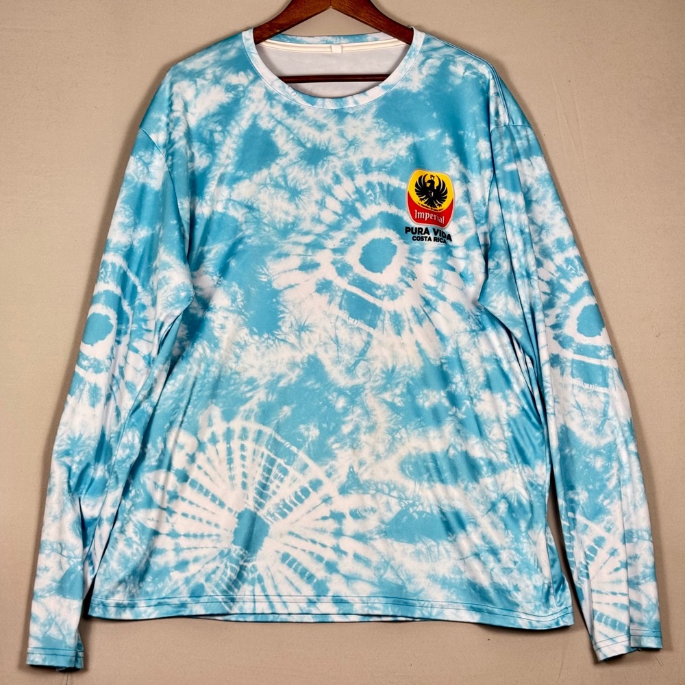 Imperial Cerveza Costa Rica Shirt Mens XXL Blue Tie Dye Pura Vida Excellent